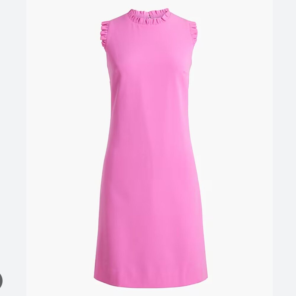 J.Crew Pink Ruffleneck Suiting Dress